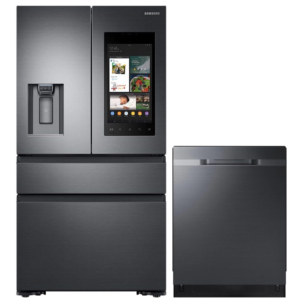Samsung 2-Piece Kitchen Package with 36" French Door Refrigerator and StormWash 48 dBA Dishwasher in Black Stainless Steel, , large