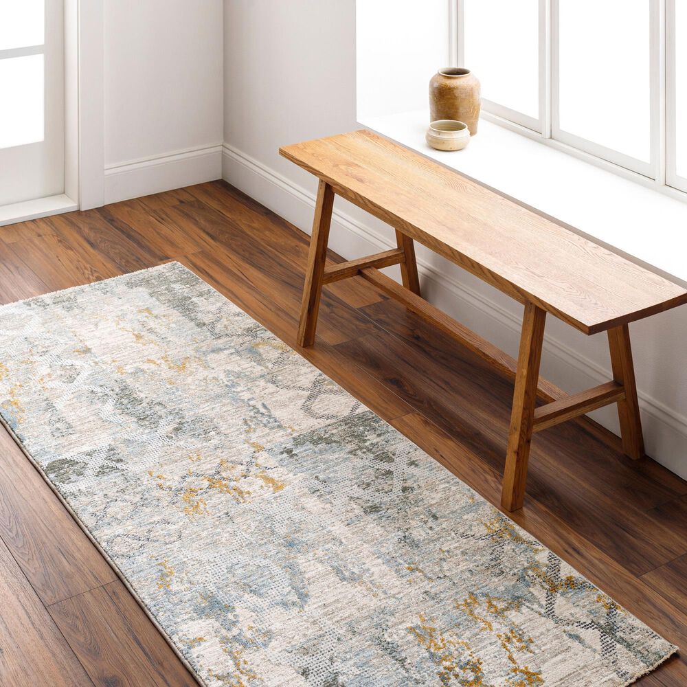 Surya Dresden Taupe, Off-White, Dusty Sage, Deep Teal, Light Gray, Mustard and Ink Blue 2'7" x 7'3" Runner, , large