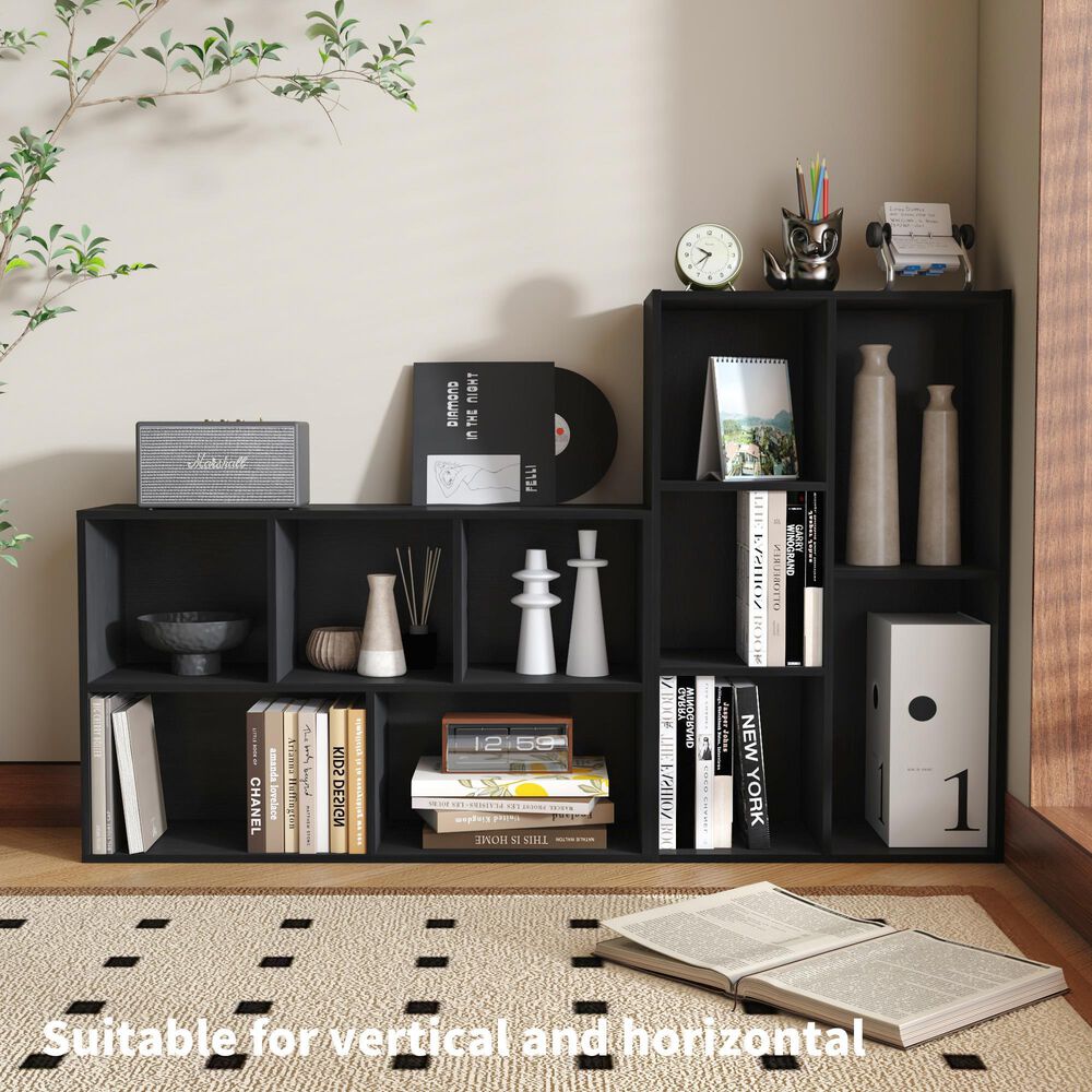 HOMLUX 5-Cube Reversible Storage Bookshelf in Blackwood, , large