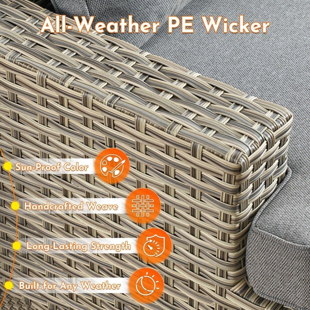 HOMLUX 9-Piece Modular Patio Conversation Set in Dark Gray, , large