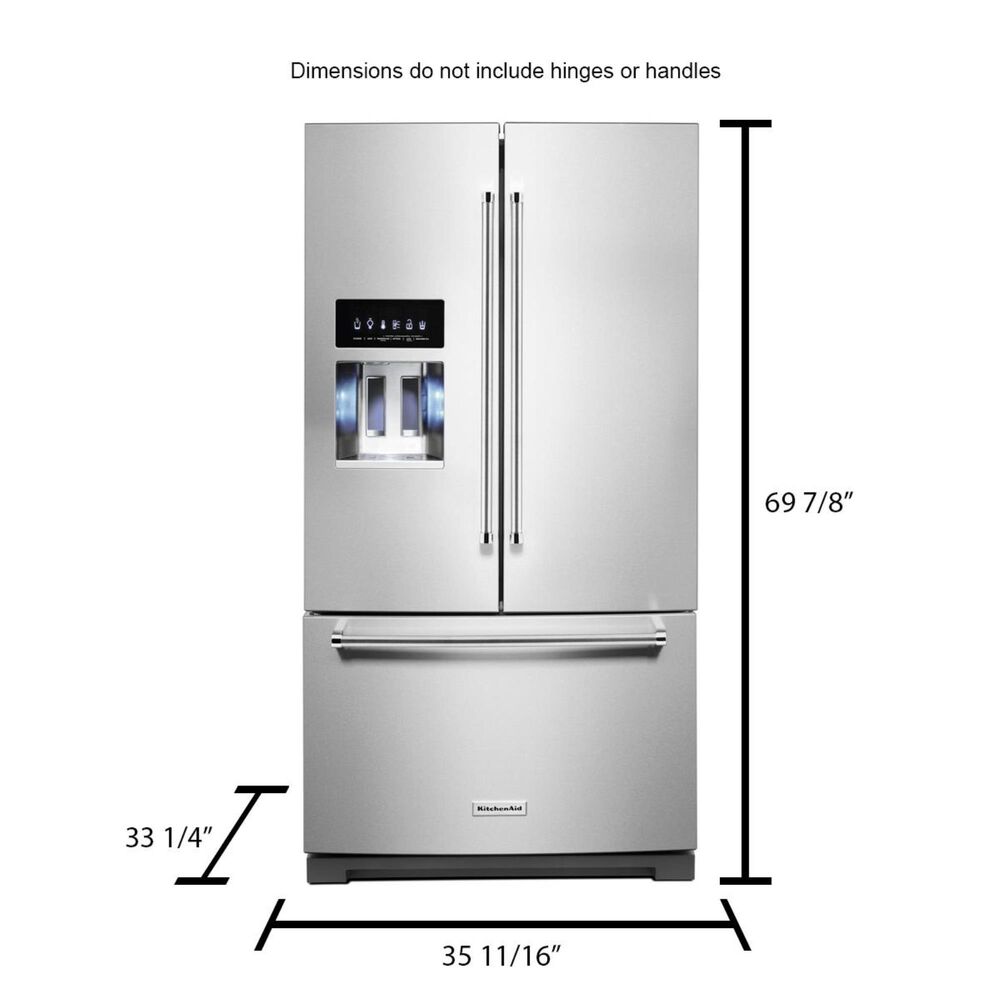 Kitchenaid 26 8 Cu Ft French 3 Door Refrigerator In Printshield Stainless Steel Nebraska Furniture Mart