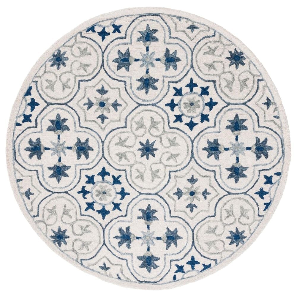 Safavieh Micro-Loop 5" Round Ivory and Sage Area Rug, , large
