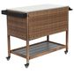 Hearth and Haven Outdoor Wicker Bar Cart with Glass Top in Brown, , large