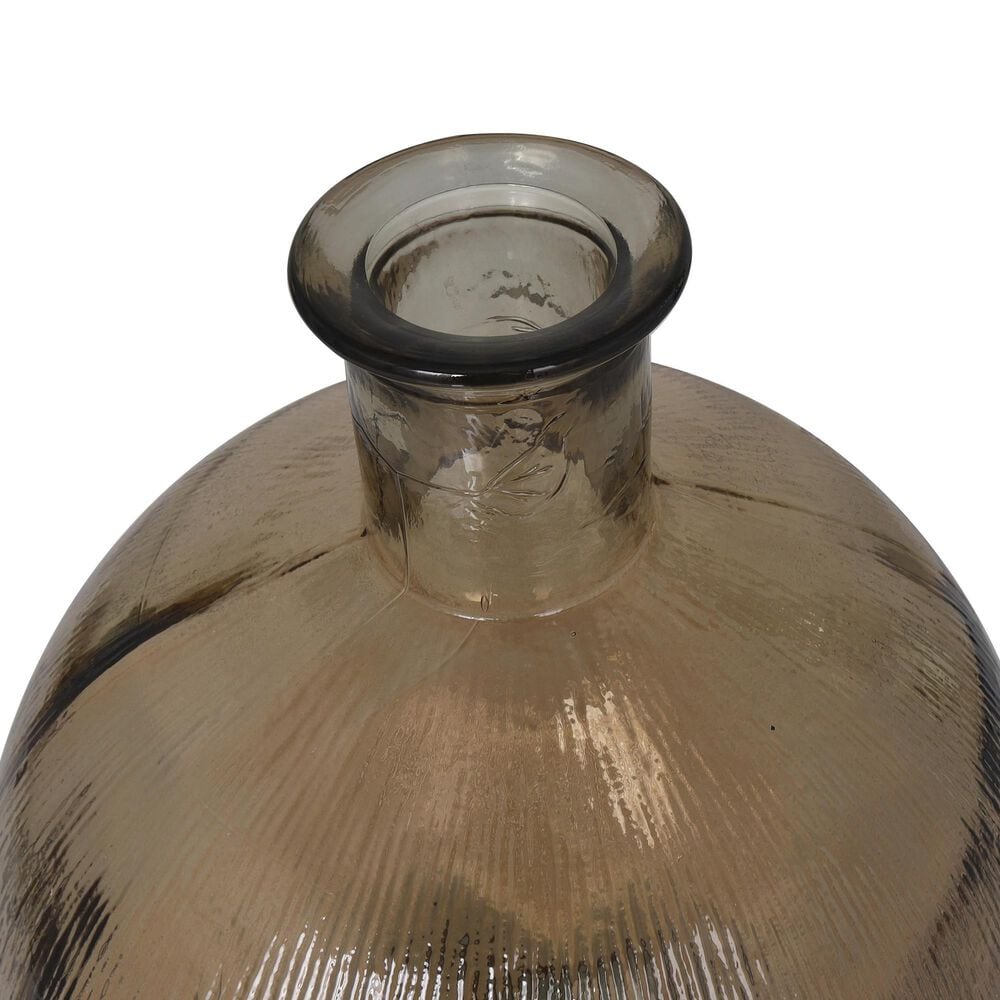 Maple and Jade Ribbed Decorative Vase in Tinted Brown, , large