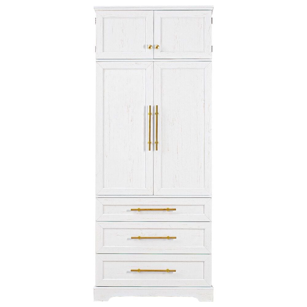 HOMLUX HOMLUX 78.2" Tall Farmhouse Kitchen Pantry Cabinet with 8 Door Shelves, Storage Cabinet with 3 Adjustable Shelves, 3 Large Drawers, Versatile Cupboard for Kitchen, Dining &amp; Bathroom, Retro White, , large