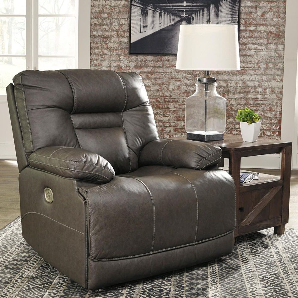 Ashley Wurstrow Power Recliner with Adjustable Headrest in Smoke, , large