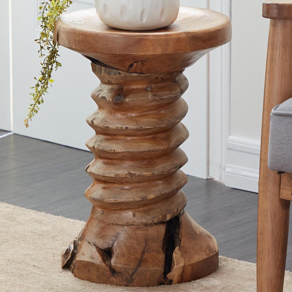 Maple and Jade Handmade Live Edge Accent End Table in Brown, , large
