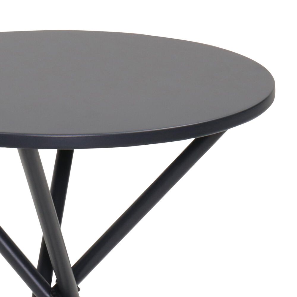 Hearth and Haven 3-Piece Outdoor Round Bistro Set with Beige Cushion in Black, , large