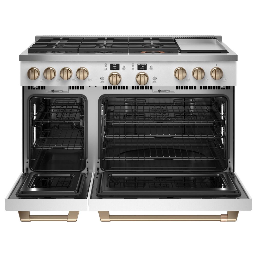 Cafe 8.25 Cu. Ft. Freestanding Dual Fuel Range with Double Oven in Matte White and Brushed Bronze, , large