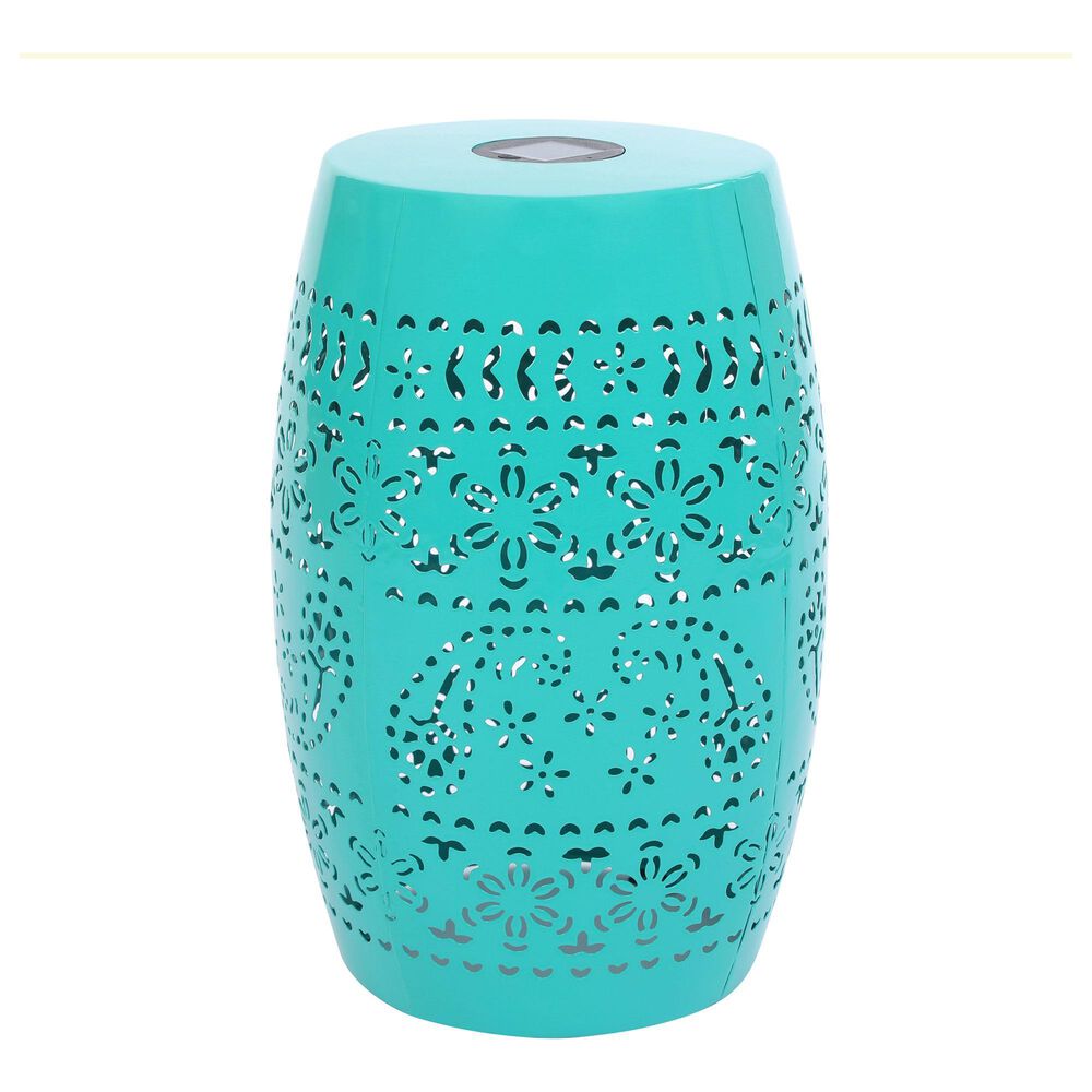 Hearth and Haven Outdoor Side Table with Built-In Solar Battery in Teal, , large