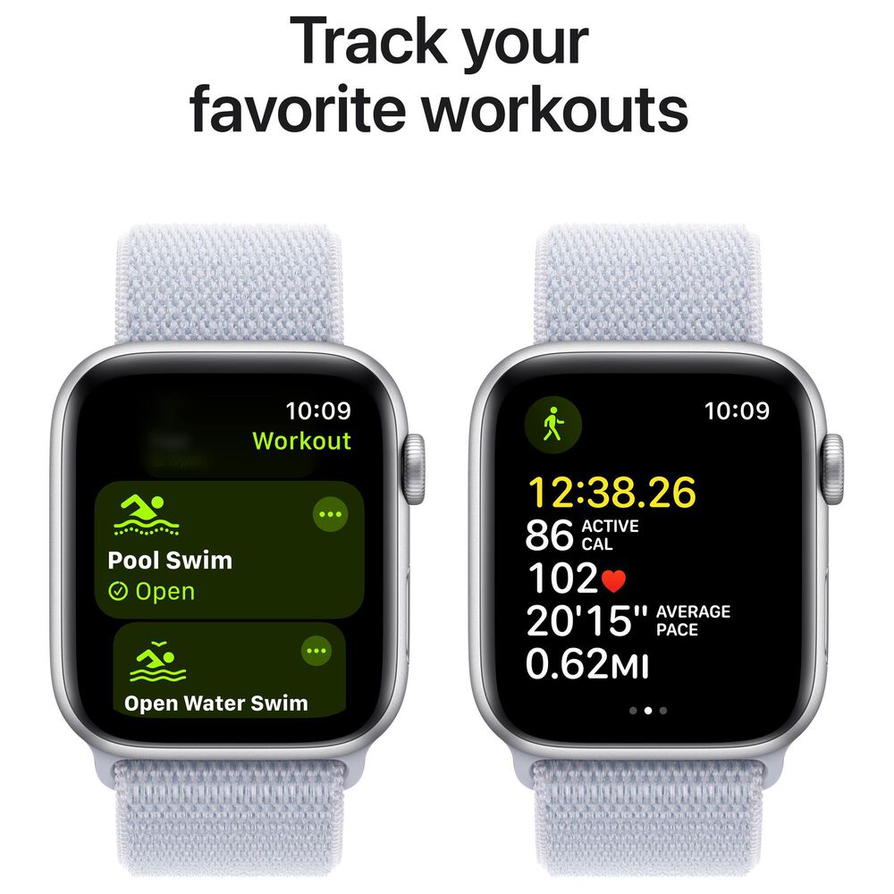 Apple Watch SE GPS 44mm Silver Aluminum Case with Blue Cloud Sport Loop, , large