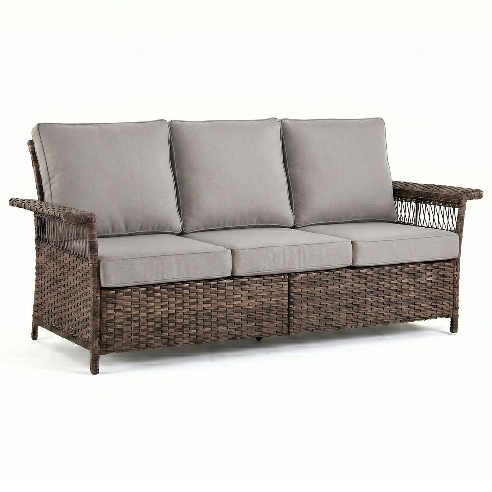 Sunwell Garden Patio Wicker Sofa in Gray, , large