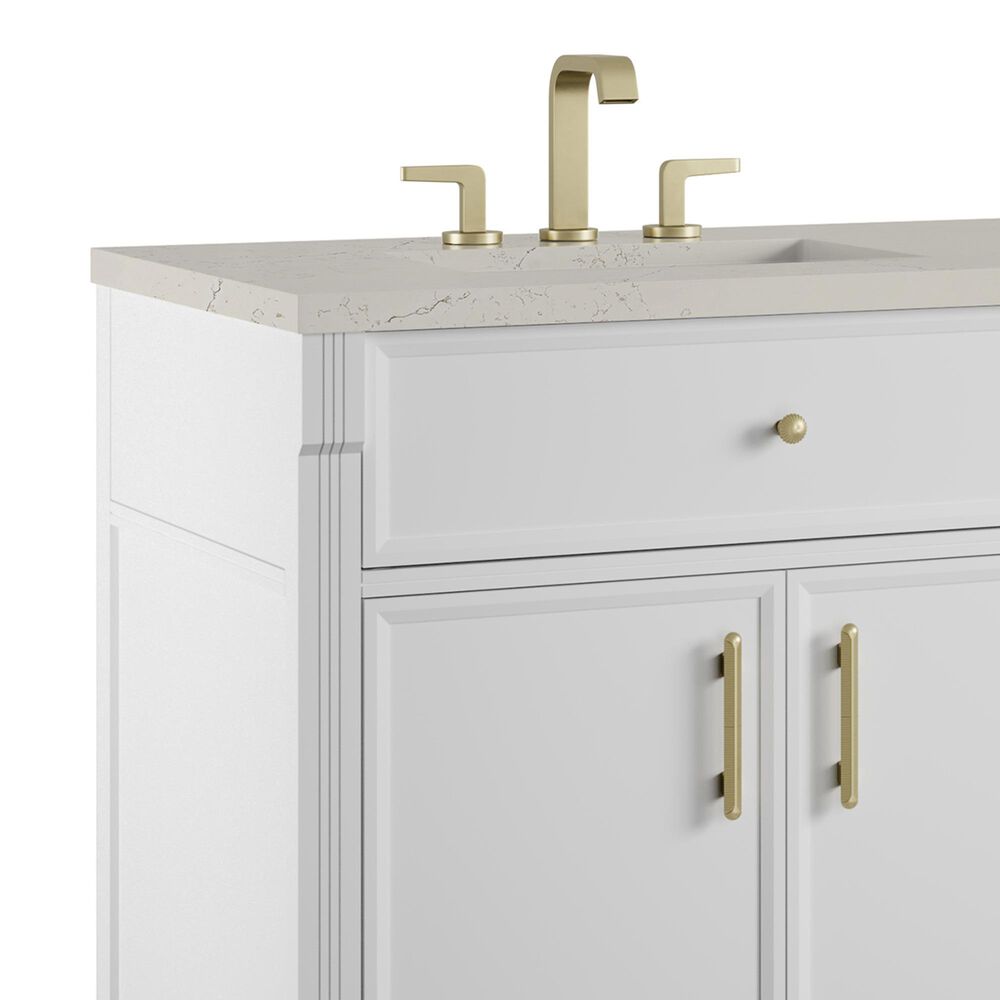 James Martin Bellshire 72" Double Bathroom Vanity in Bright White with 3 cm Siberian Silestone Top and Rectangular Sinks, , large