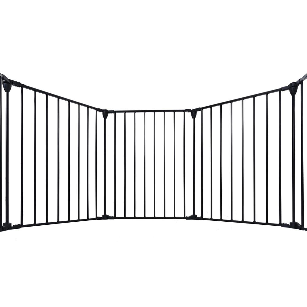 HOMLUX 6-Panel Adjustable Pet Gate in Black, , large