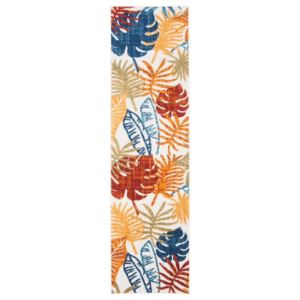 Safavieh Cabana CBN831A 2" x 10" Creme and Red Indoor/Outdoor Performance Runner, , large