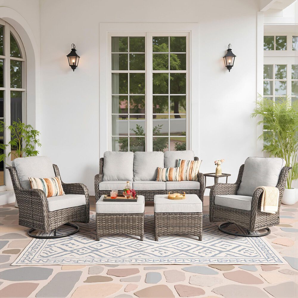 HOMLUX 6-Piece Outdoor Sofa Set in Grey, , large