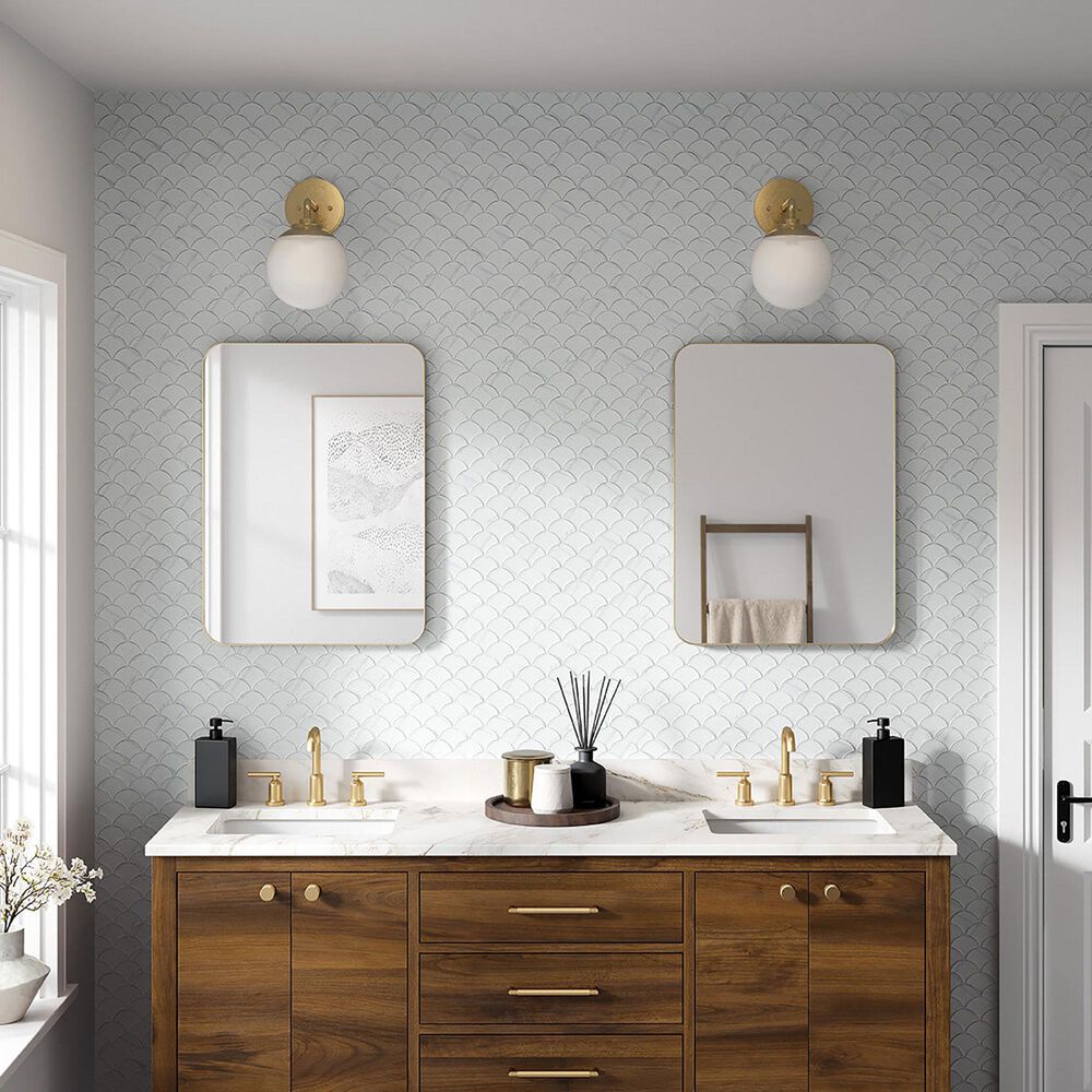Emser Elegan Calacata 12&quot; x 11&quot; Shell Porcelain Mosaic Sheet, , large