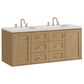 James Martin Vanities Laurent 60" Double Bathroom Vanity in Light Natural Oak with 3 cm Ethereal Noctis Silestone Top, Rectangular Sinks and FreePower Wireless Charger, , large