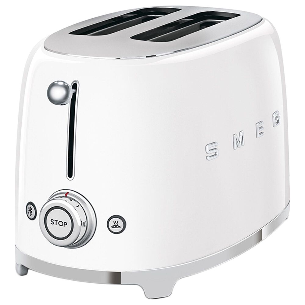 Smeg 2-Slice Retro Style Toaster in White and Stainless Steel, , large
