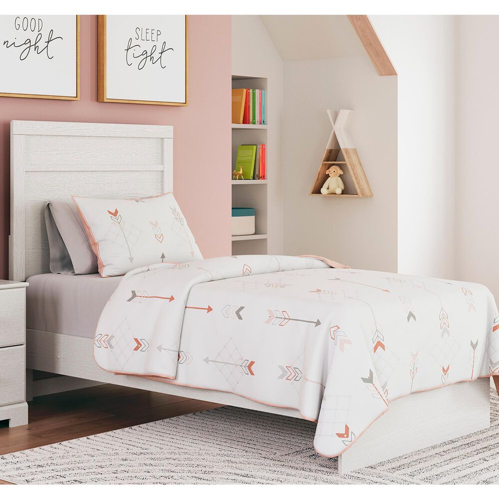 Ashley Stelsie Twin Panel Bed in White, , large