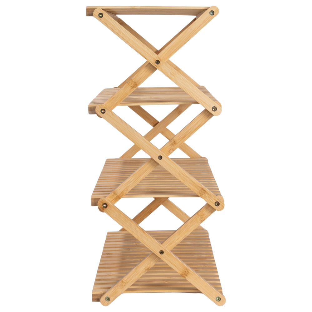Household Essentials 4-Tier Folding Shoe Rack in Natural, , large