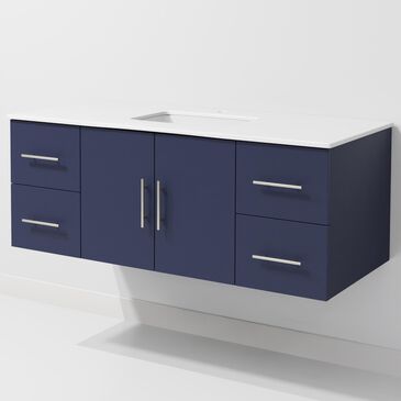 Lexora Home Geneva 48" Single Bathroom Vanity in Navy Blue with 2 cm White Quartz Top and Rectangular Sink, , large
