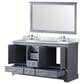 Lexora Home Dukes 60" Double Bathroom Vanity in Dark Grey with White Carrara Marble Top, Rectangular Sinks and 58" Mirror, , large