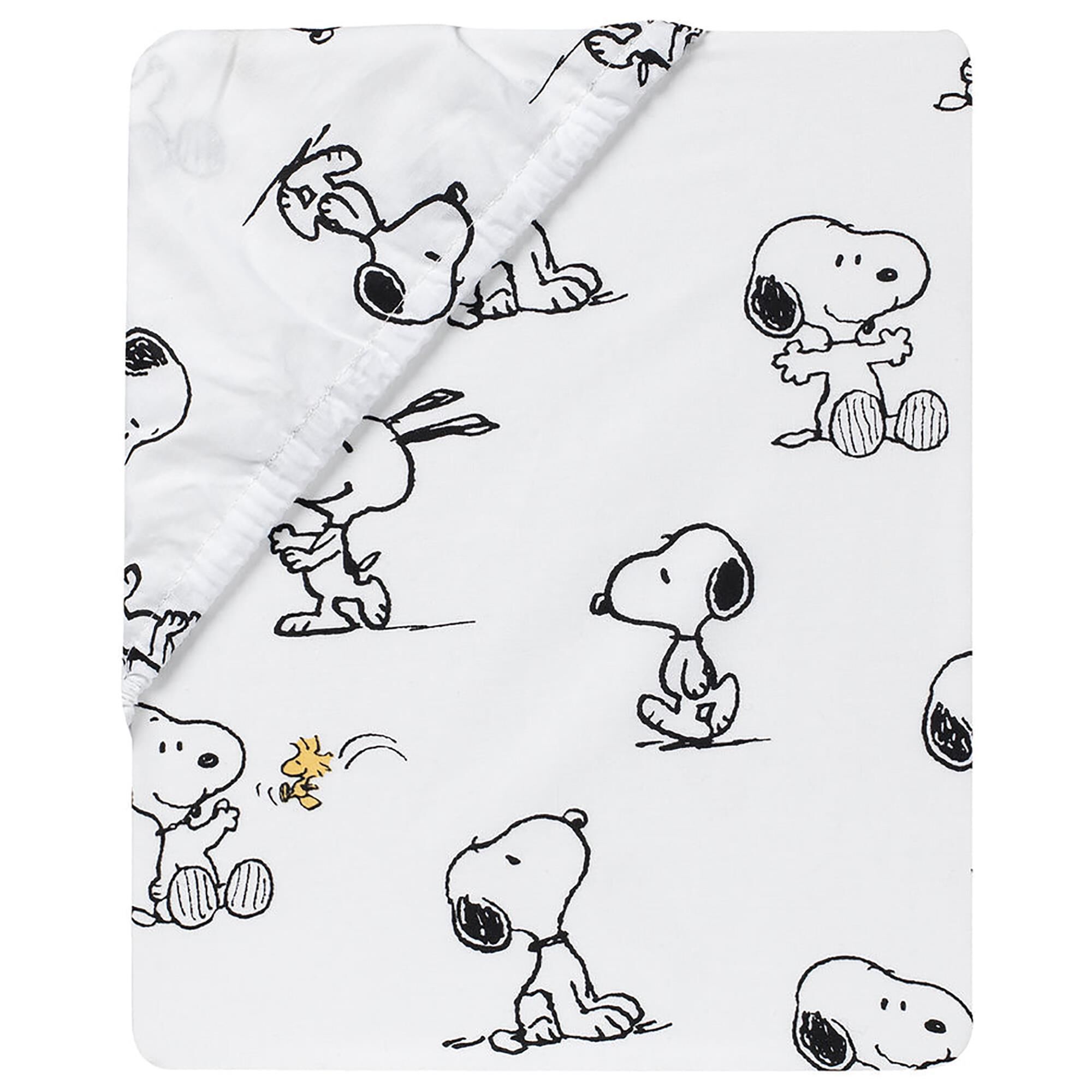 Lambs and Ivy Classic Snoopy Fitted Baby Crib Sheet in White and