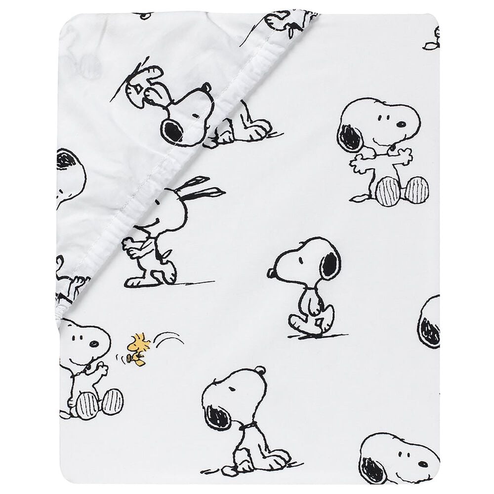 Lambs and Ivy Classic Snoopy Fitted Baby Crib Sheet in White and Black