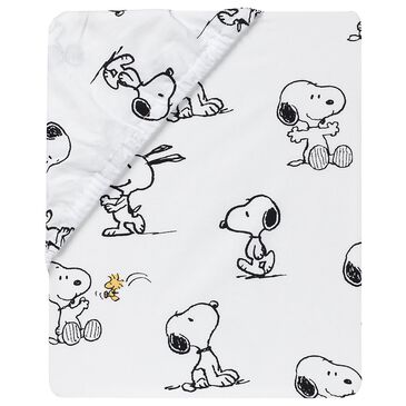 Lambs & Ivy Classic Snoopy Fitted Baby Crib Sheet in White and Black, , large