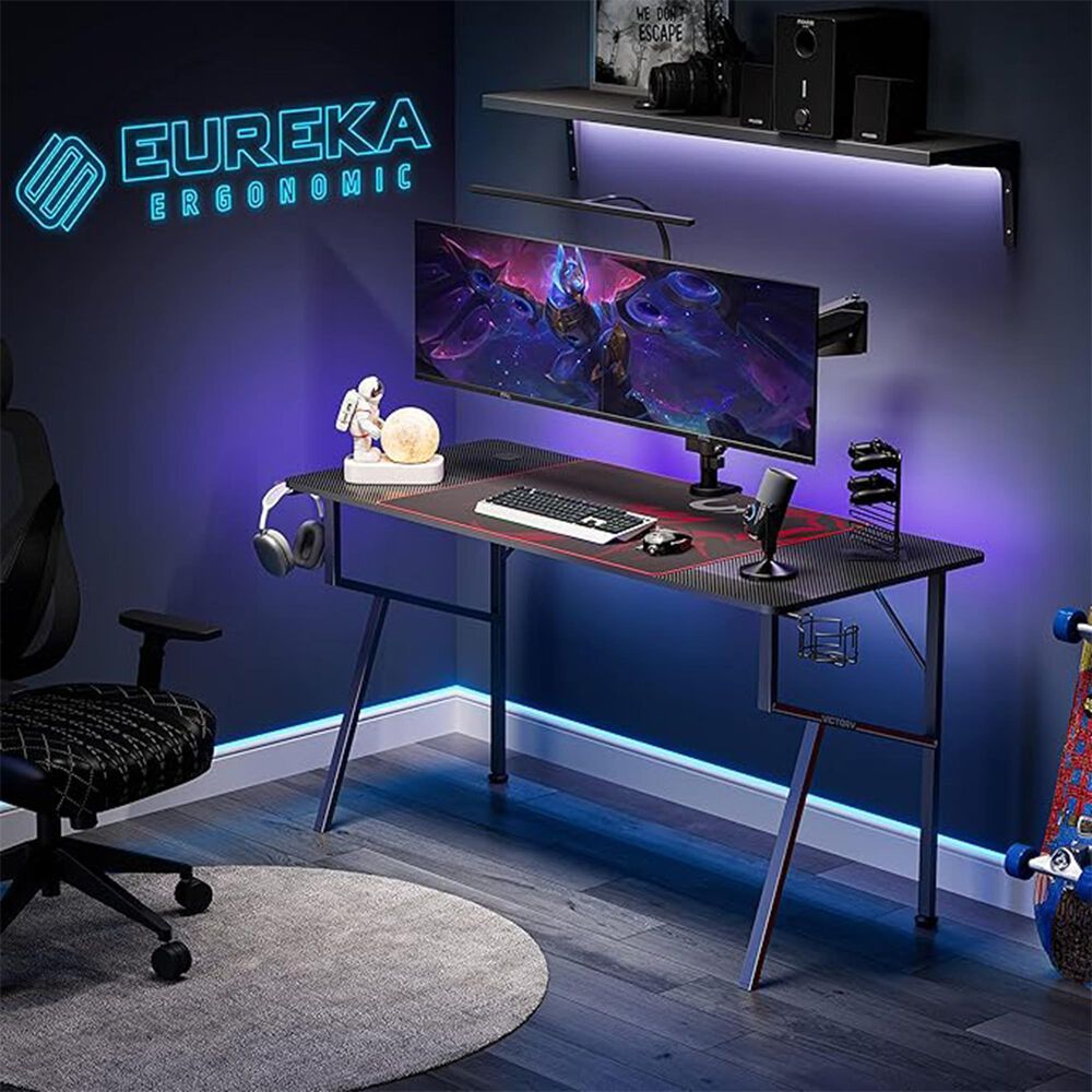 Eureka Ergonomics 55&quot; Gaming Desk in Black and Red, , large