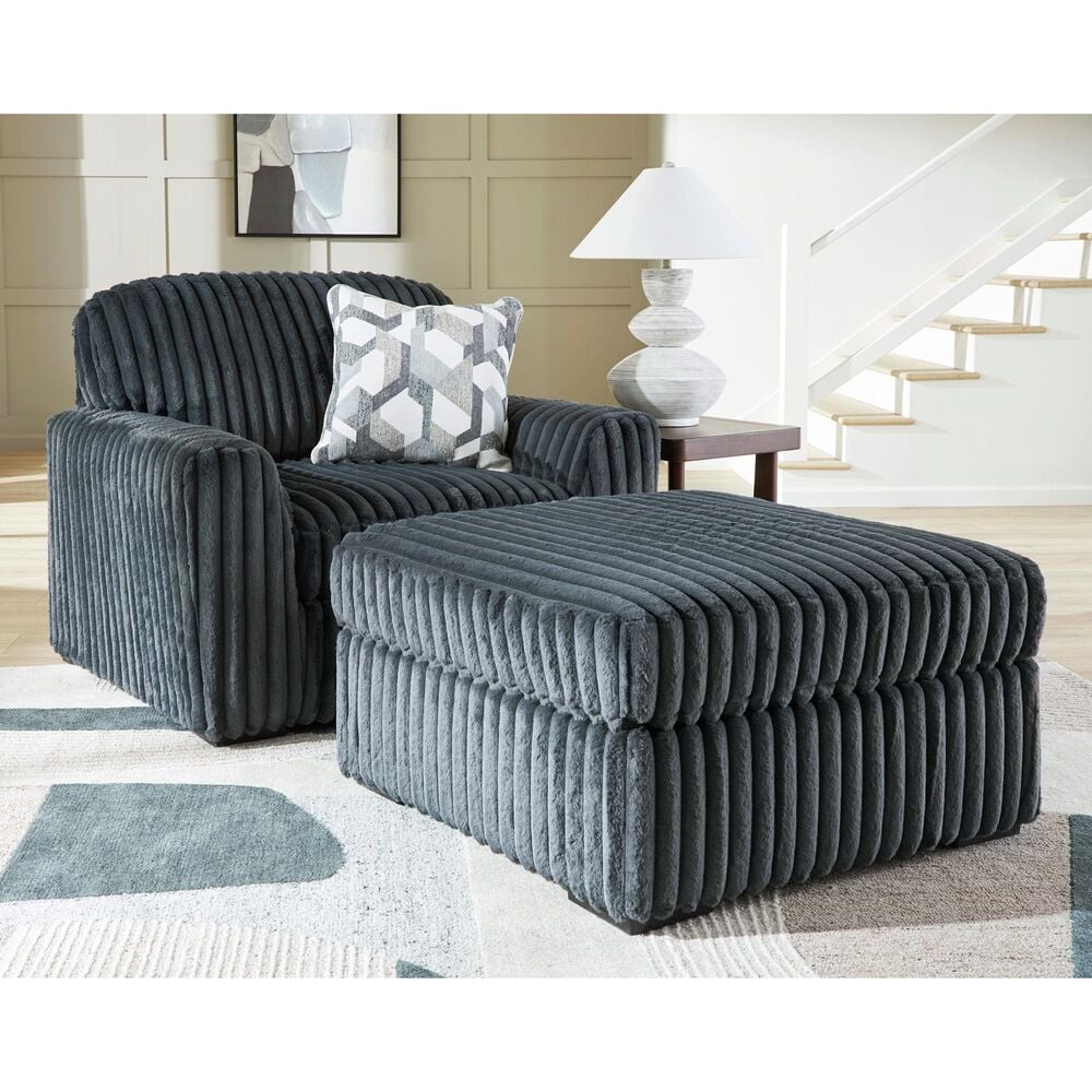 Ashley Midnight-Madness Oversized Ottoman in Gunmetal, , large