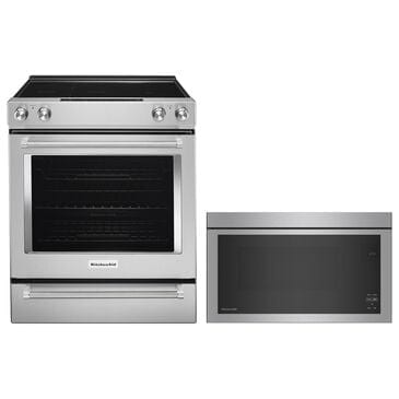 KitchenAid 2-Piece Kitchen Package with 30" Slide-In Convection Range and 1.1 Over-the-Range Microwave in Stainless Steel, , large