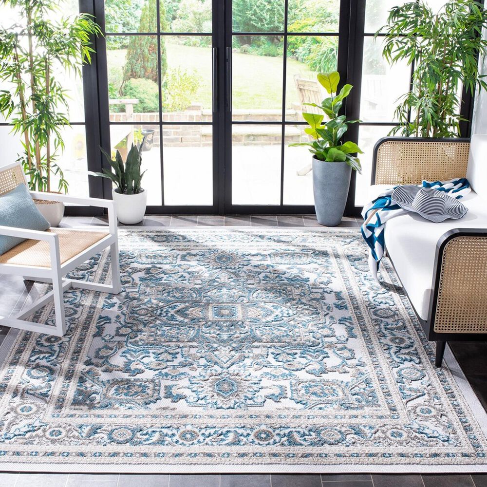 Safavieh Cabana CBN680N 8&#39; x 10&#39; Navy and Grey Indoor/Outdoor Area Performance Rug, , large