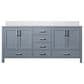 Lexora Home Jacques 60" Double Bathroom Vanity in Dark Grey with 2 cm White Quartz Top and Rectangular Sinks, , large