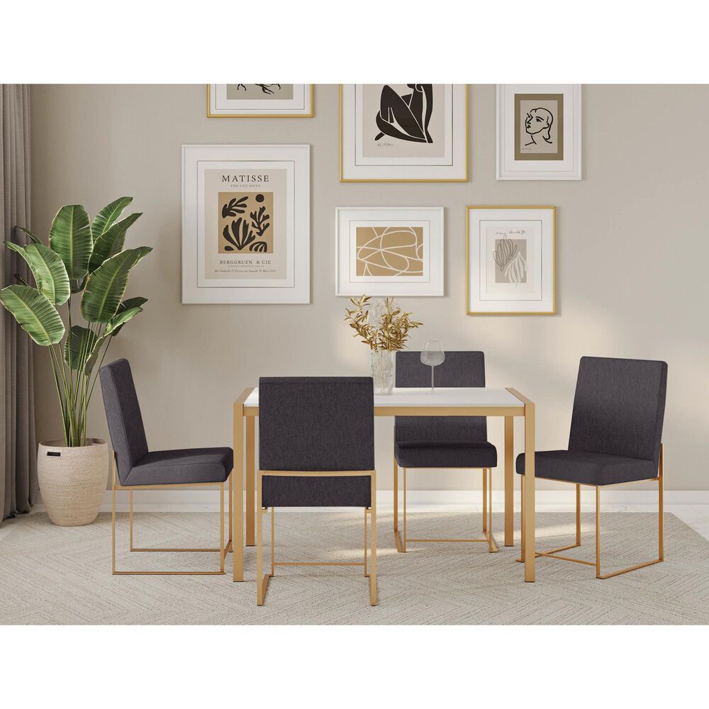 Lumisource Fuji Side Chair with Charcoal Cushion in Gold (Set of 2), , large