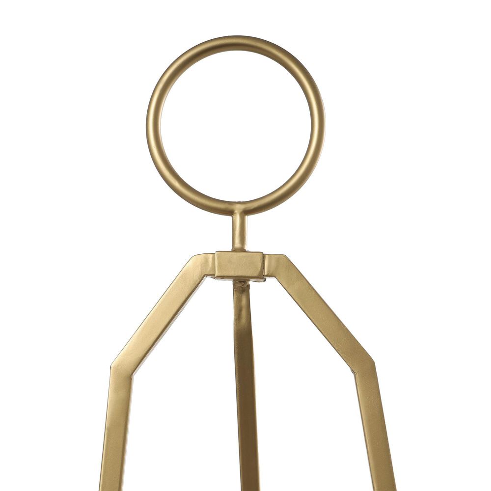 Maple and Jade 52&quot; Adjustable 3-Tier Display Easel with Circular Ring Top in Polished Gold, , large