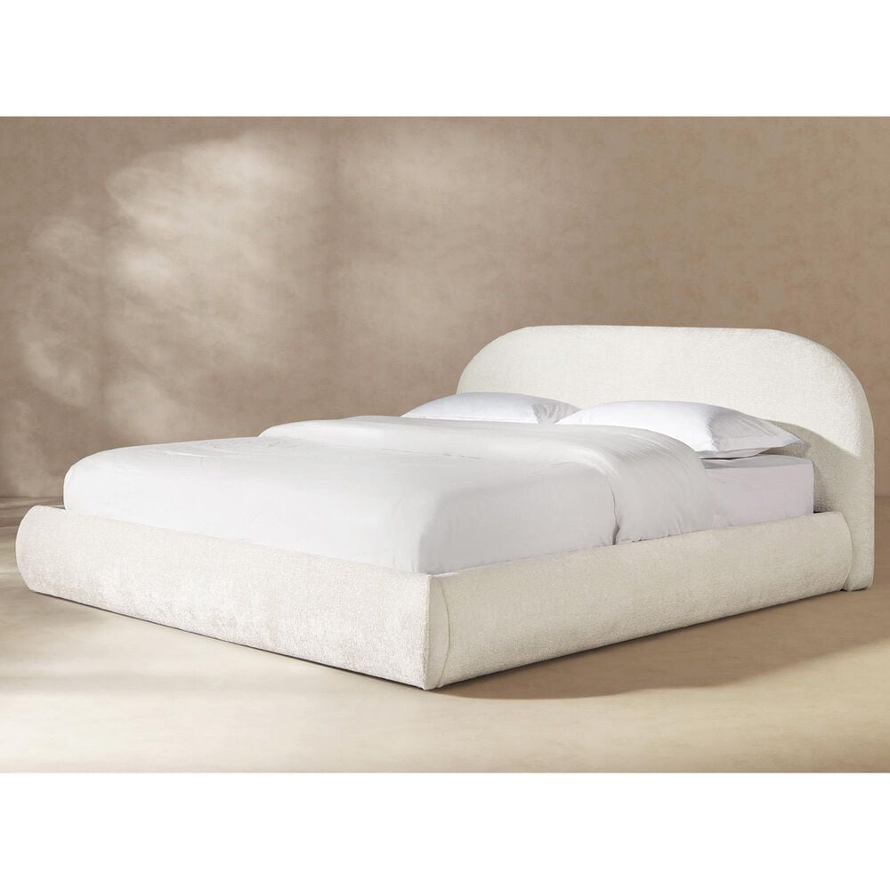 Jennifer Taylor Home Archie Puffy Grounded Queen Upholstered Platform Bed in Almond White, , large