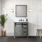 Lexora Home Marsyas 30" Single Bathroom Vanity in Ash Grey with White Quartz Top and Rectangular Sink, , large