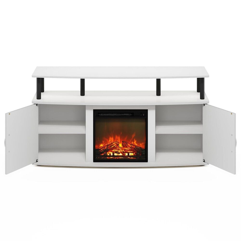HOMLUX 47" TV Stand with Electric Fireplace and 2 Doors in White and Black, , large