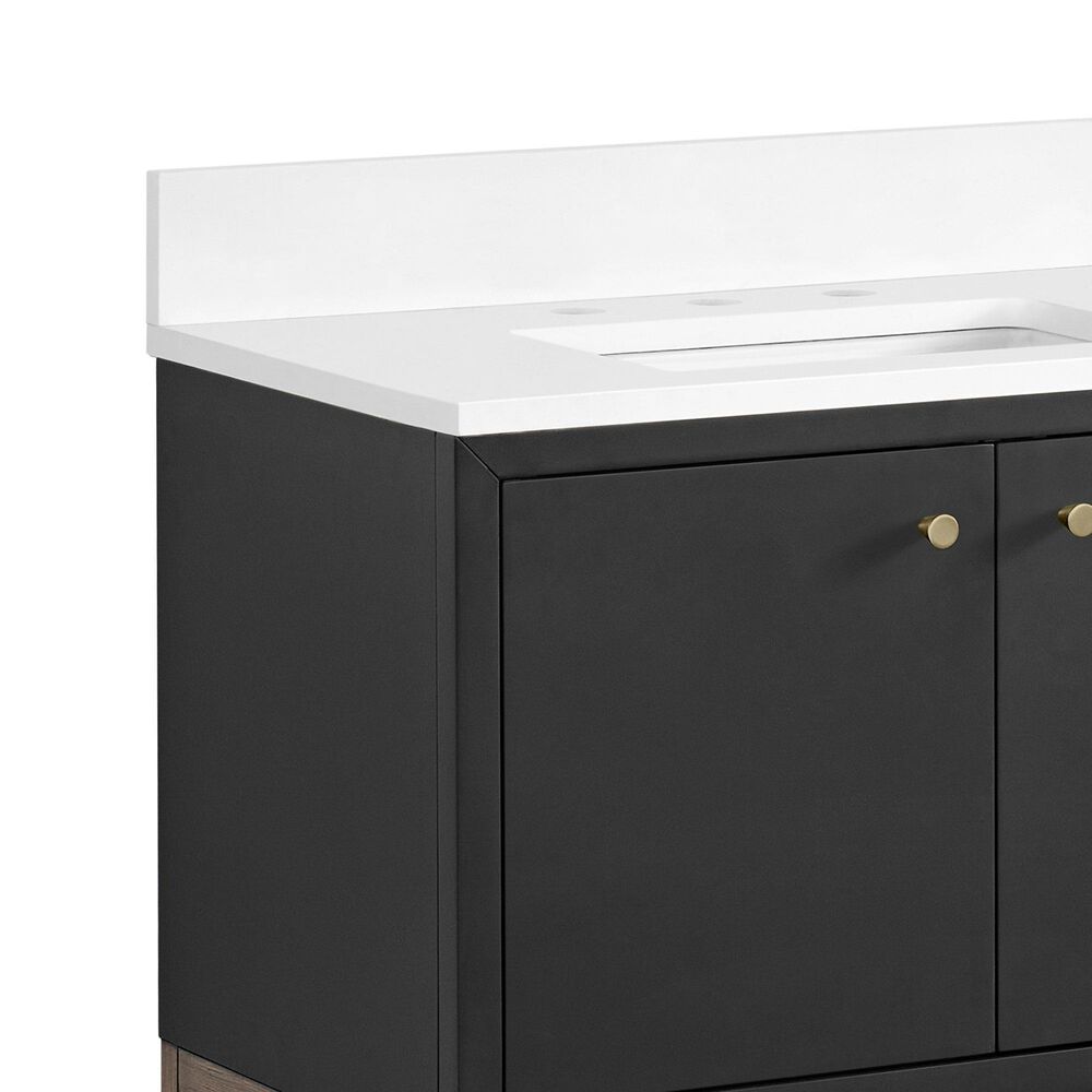 37B Isadore 30" Single Bathroom Vanity Cabinet in Tricorn Black and White Composite Stone Top and Backsplash, , large