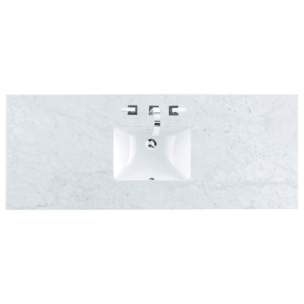 James Martin Vanities Bristol 60&quot; Single Bathroom Vanity in Whitewashed Walnut with 3 cm Carrara White Marble Top and Rectangular Sink, , large