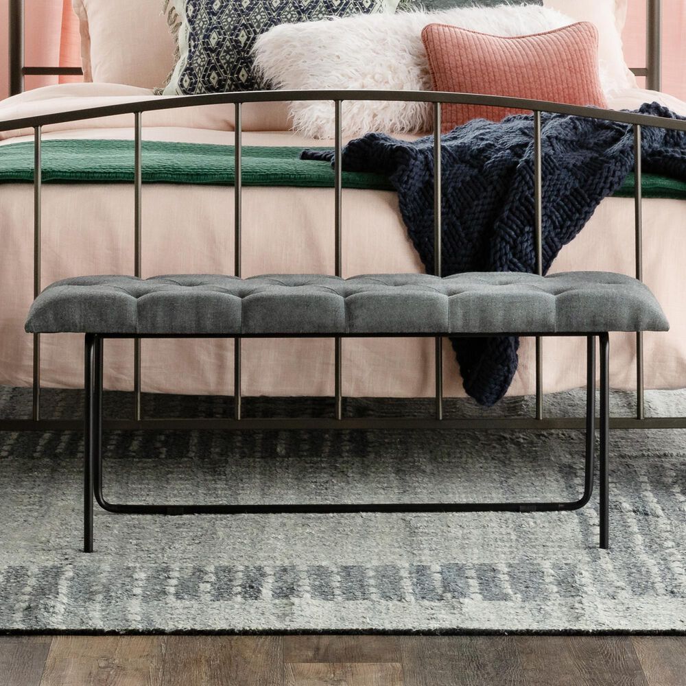Surya Inc Vedika Upholstered Bench in Gray, , large