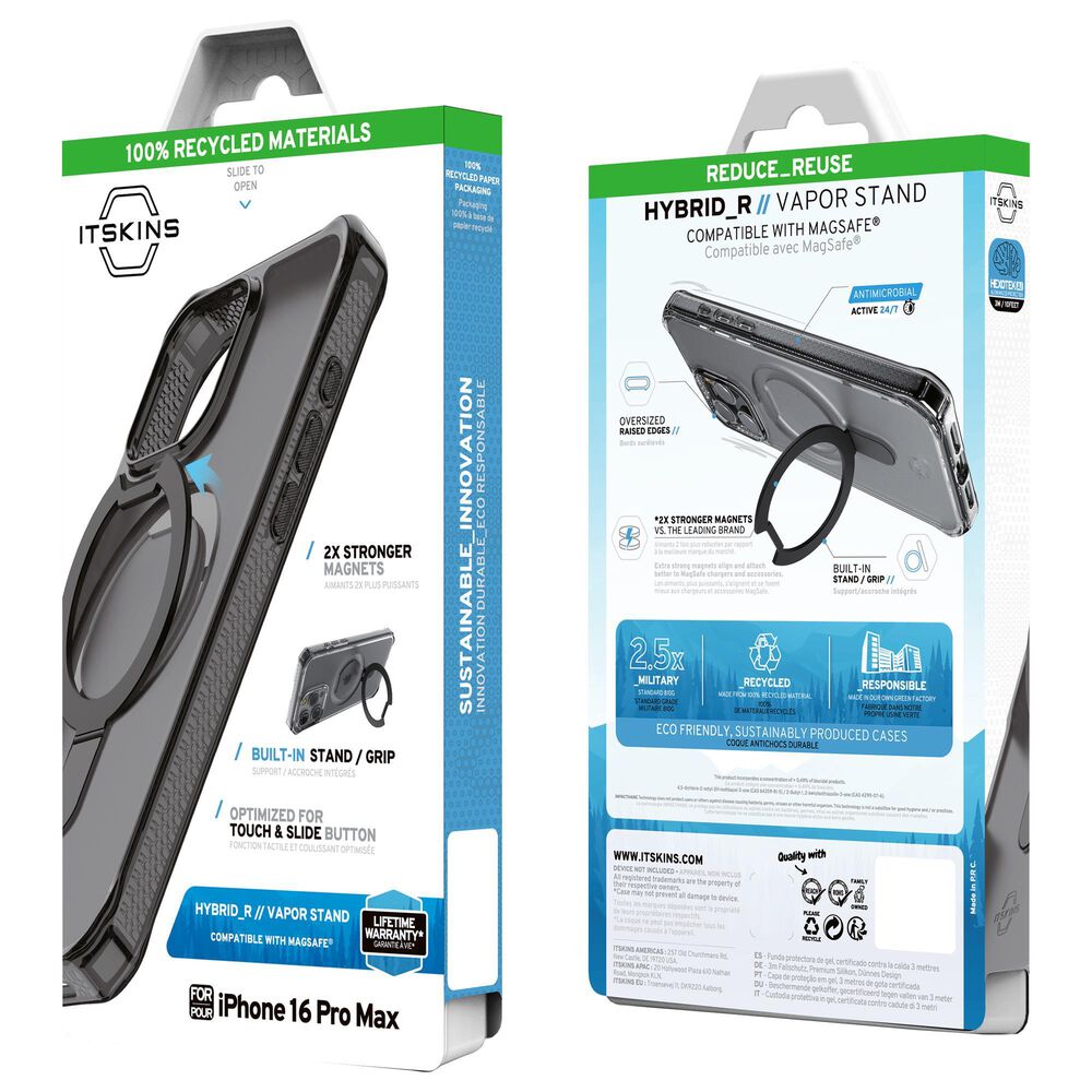 ITSkins Hybrid R Vapor Stand MagSafe Case with Stand for Apple iPhone 16 Pro Max in Black, , large