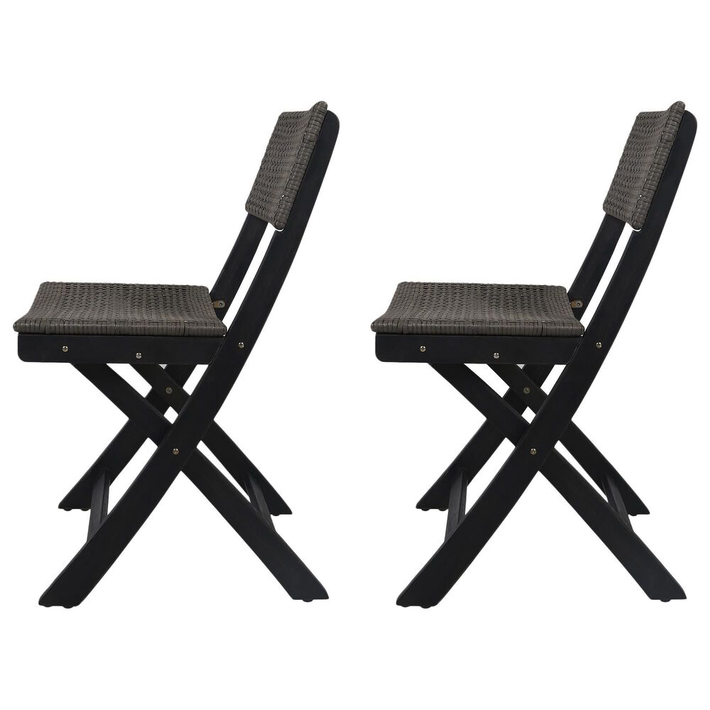 Hearth and Haven Hillside Outdoor Foldable Bistro Chair in Grey and Brown &#40;Set of 2&#41;, , large