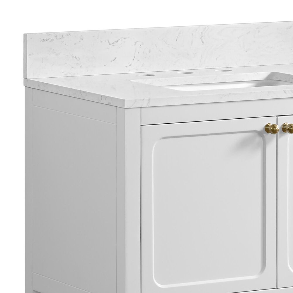 37B Ravello 30" Single Bathroom Vanity Cabinet in Bright White with Marble Top and Backsplash, , large