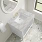 James Martin Myrrin 30" Single Bathroom Vanity in Bright White with 3 cm Victorian Silver Silestone Top and Rectangular Sink, , large