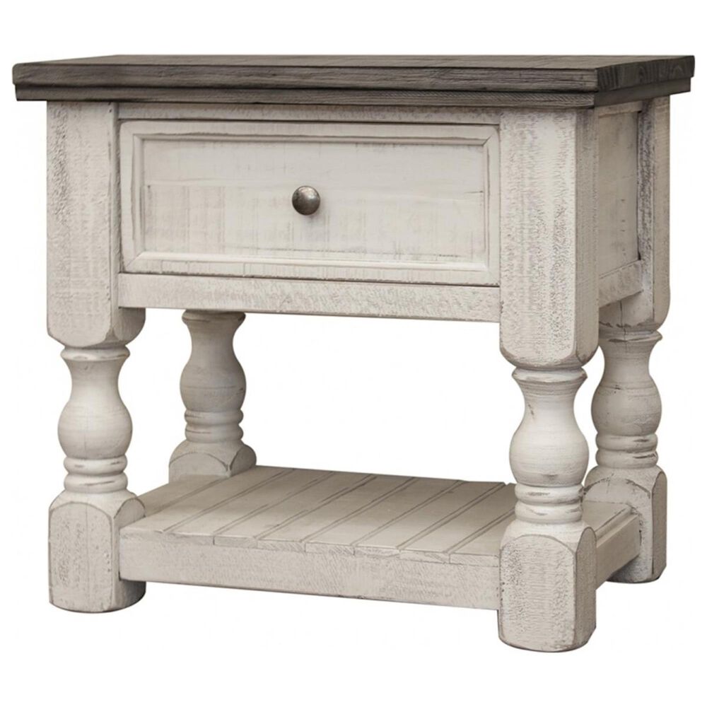 Fallridge Stone 1 Drawer Nightstand in Eggshell Antiqued, , large