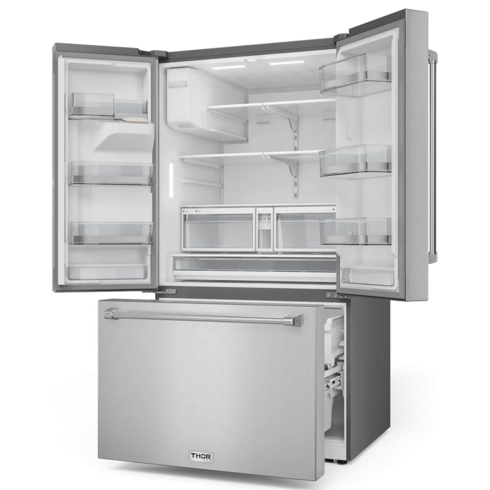 Thor Kitchen 28.9 Cu. Ft. Freestanding French Door Refrigerator in Stainless Steel, , large