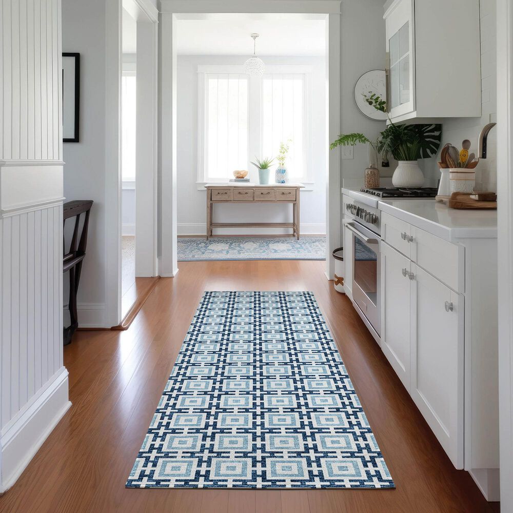 Dalyn Rug Company Marlo 2&#39;3&quot; x 7&#39;6&quot; Navy Indoor/Outdoor Runner, , large